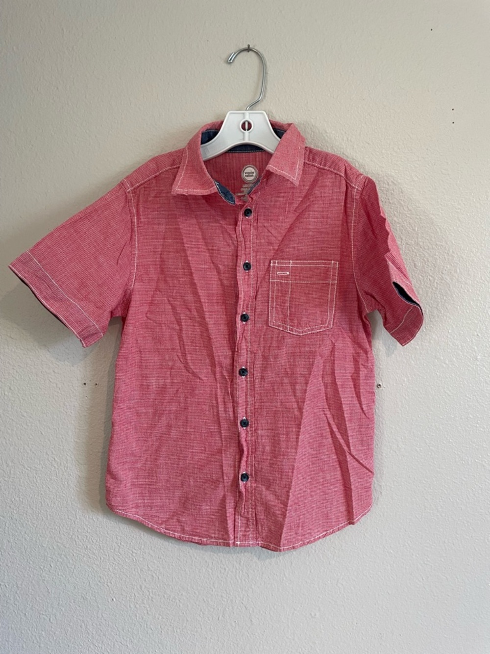 Wonder Nation Boys’ Short-Sleeve Red Button-Down Polo Shirt